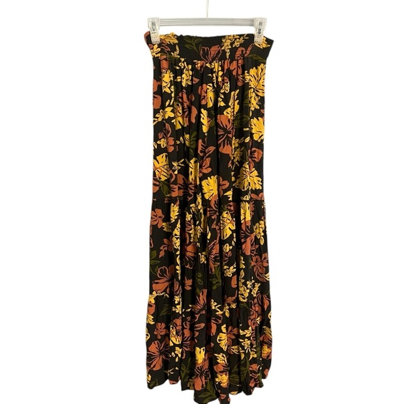 Free People Tiered Pants Black Floral Bell Bottom - Picture 7 of 7